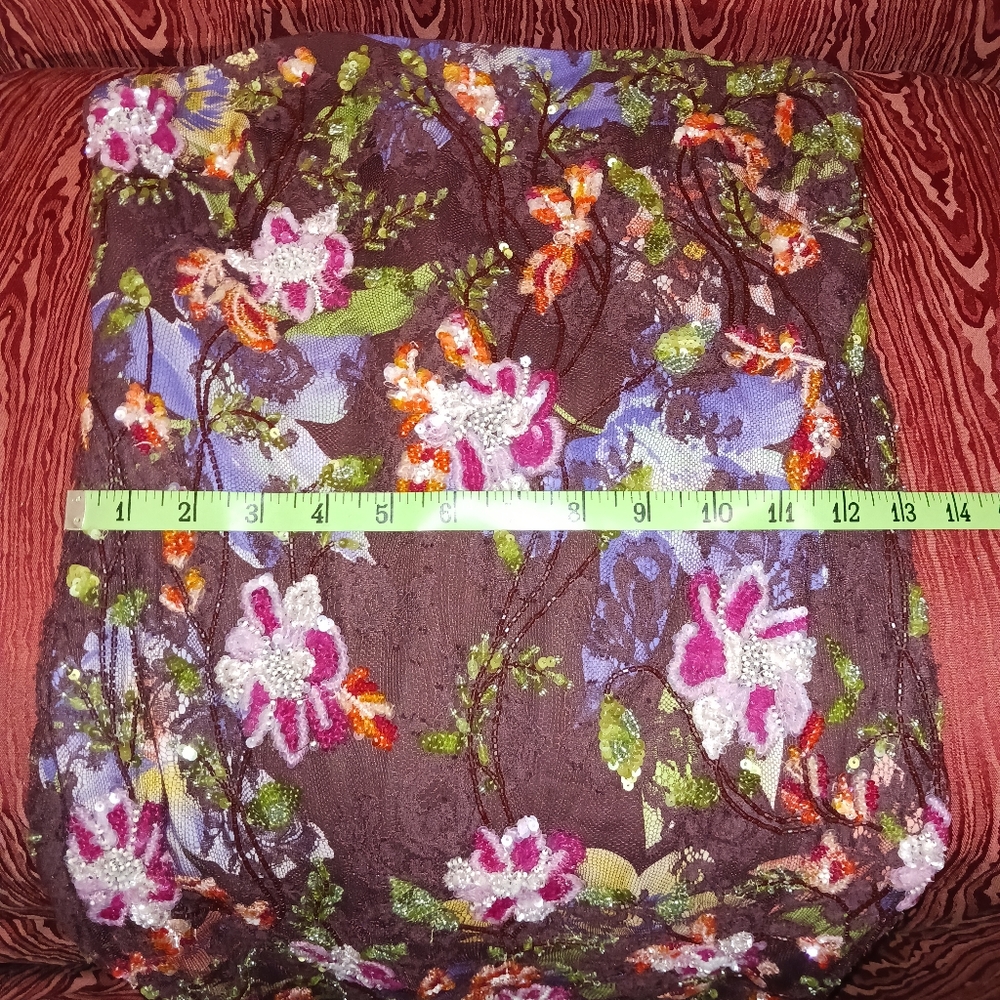 RALPH LAUREN Brown Sequin/Beads Floral Sleeveless Cocktail Dress Women's 2 NWT - Picture 15 of 16